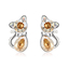 Bonitos Aretes de Gatito de Cristal Swarovski Color Champagne