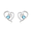 Aretes de Swarovski Color Azul con Rodio en Forma de Corazón