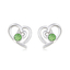 Aretes de Swarovski Color Verde con Rodio en Forma de Corazón