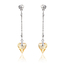Aretes Largos de Corazón Swarovski Color Amarillo