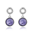 Aretes Redondos Con Cristal Swarovski En Color Azul Marino