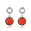 Aretes Redondos Cristal Swarovski En Color Rojo