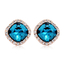 Lindos Aretes de Cristal Swarovski Color Azul Con Baño de Oro Rosa