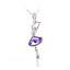 Collar Bailarina Azul Swarovski con Baño de Oro Blanco 18K
