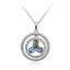 Dije de Cristal Swarovski Color Azul en Plata de Ley