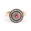 Anillo de Rubi de Corte Redonda con Plata Baño De Oro Rosa