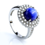 Anillo de Zafiro Estrella Azul Con Plata Halo