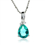 Hermoso Dije de Plata Con Paraiba Corte Pera