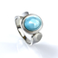 Genuine Larimar Cabuchon 925 Silver Ring