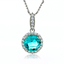 Round Cut Paraiba Pendant Necklace 925 Silver