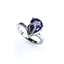 Anillo de Plata Solitario con Tanzanita en Corte Pera