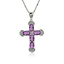 Preciosa Cruz de Plata Con Amatista y Circonitas 32 mm x 20 mm