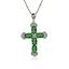 Preciosa Cruz de Plata Con Esmeralda y Circonitas 32 mm x 20 mm