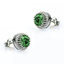 Sterling Silver Earrings with Round Shape Emerald