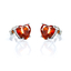 Heart Shape Fire Opal Stud Earrings in.925 Silver