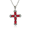 Beautiful Silver Cross With Ruby and Zirconia 32 mm x 20 mm