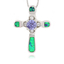 Australian Opal Cross Pendant with Tanzanite