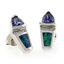 Trillion Cut Tanzanite Australian Opal Silver Post Back Earrings