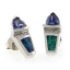 Hermosos Aretes con Tanzanita y Ópalo en Plata .925
