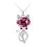 Hermoso Collar de Cristal Swarovski Chapado en Rodio en Forma de Gato Color Rosa