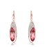 Aretes de Cristal Swarovski En Forma de Semilla Color Rosa con Dorado