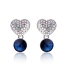Aretes de Corazon Con Cristal Swarovski Color Azul