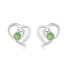 Aretes de Swarovski Color Verde con Rodio en Forma de Corazón