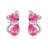Aretes de Gatito de Cristal Swarovski Color Rosa