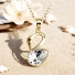 Lindo Collar Cisne Blanca Swarovski Cristal Con 18k Baño de Oro