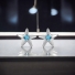 Aretes de Cristal Swarovski Color Azul en Forma de Estrella