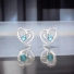 Aretes de Swarovski Color Azul con Rodio en Forma de Corazón