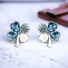 Hermosos Aretes Azules de Swarovski en forma de Trébol