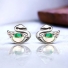 Aretes Color Verde de Swarovski con Rodio en Forma de Cisne