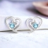 Aretes de Swarovski Color Azul con Rodio en Forma de Corazón