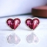 Aretes de Plata Con Swarovski en Forma de Corazón Color Rosa