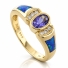 Anillo de Opalo Azul con Tanzanita en Oro 14k