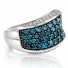Anillo de Oro Blanco Macizo de 14K con Diamantes Azules