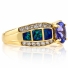 Anillo de Oro Macizo 14K con Opalo Australiano y Tanzanita