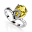 Anillo de Plata Solitario con Alejandrita Amarilla en Corte Pera