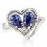 Precioso Anillo de Plata con Dos Gemas de Tanzanita