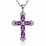 Preciosa Cruz de Plata Con Amatista y Circonitas 32 mm x 20 mm