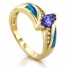 Precioso Anillo de Tanzanita, Diamantes y Opalo en Oro de 14K